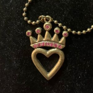 SISI AMBER Heart crown gold pink crystal necklace